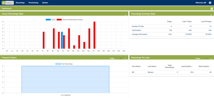 Recordings Dashboard